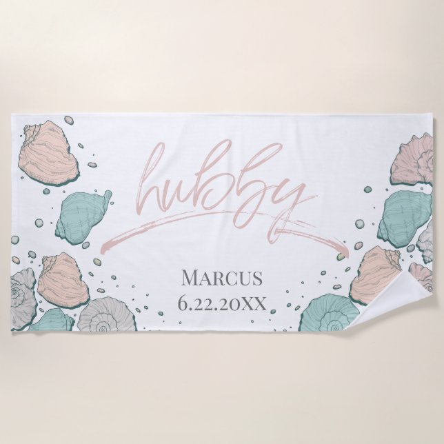 Toalha De Praia Praia de Honeymoon - HUBBY Coral Seashells (Frente)