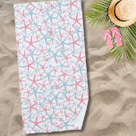 Toalha De Praia Praia de Verão Tropical<br><div class="desc">Um padrão de praia de aquarela giro e tendencioso, gabando uma mistura de tons rosa e lacrimejantes que lembra um paraíso de praia. Abraçar a essência do verão com esta design de inspiração costeira, adornada com estrelas do mar caprichosas que exuam um charme náutico. Aumente ainda mais o ambiente explorando...</div>