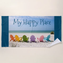Toalha De Praia Praia é Meu Lugar Feliz