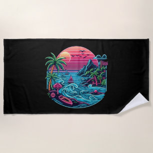 Toalha De Praia Praia neon tropical/havaiana