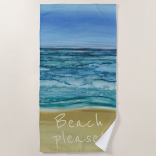Toalha De Praia Praia Pintou "Beach Please" Beach Towel