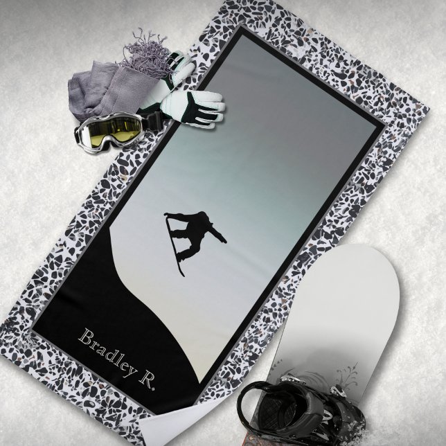 Toalha De Praia Prancha de Neve Pedregulho Preto Branco (Criador carregado)