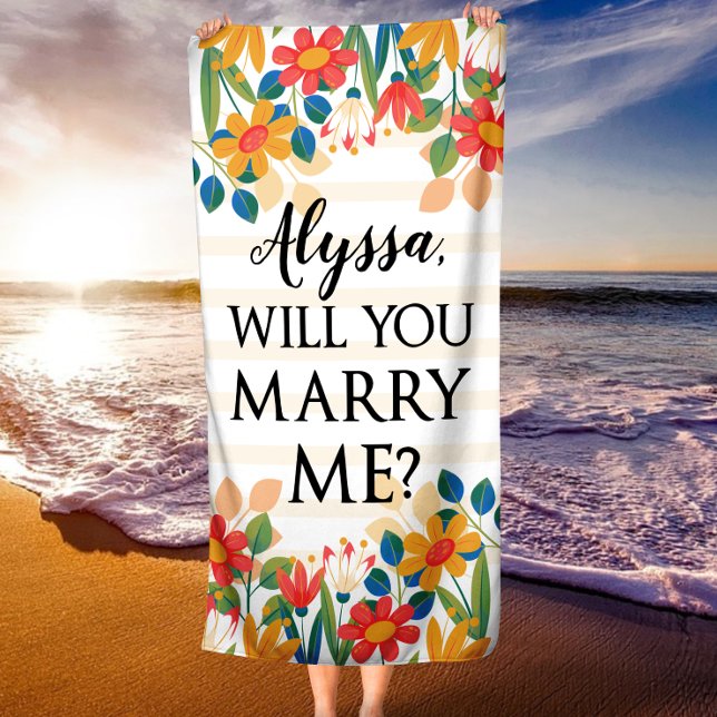 Toalha De Praia Prefeitura personalizada de proposta de casamento  (Personalized Wedding Proposal Beach Towel)