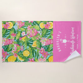 Toalha De Praia Preppy Lemon Cocktail | Fim de Semana de Bachelore