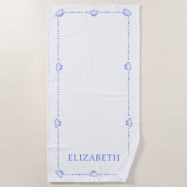 Toalha De Praia Preppy Seashell Personalizado Costeiro Moderno Leg