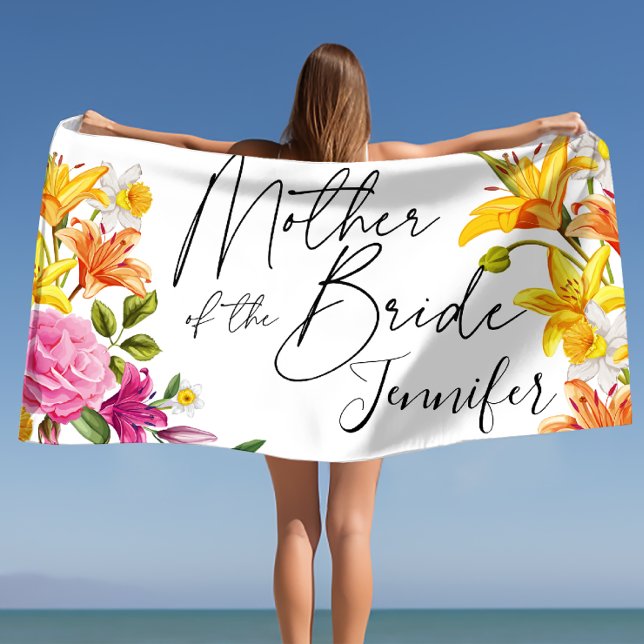 Toalha De Praia Presente da Mãe da Noiva, Mãe da Noiva (Mother of the Bride Gift, Mother of the Bride Beach Towel)