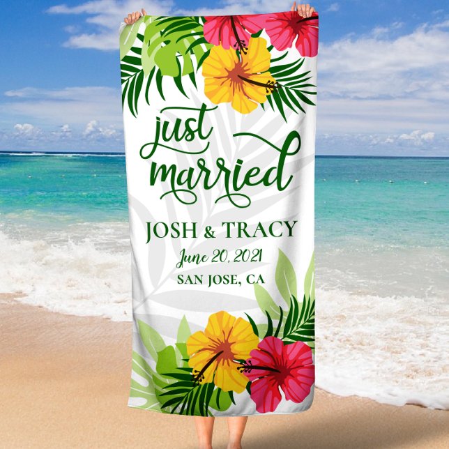 Toalha De Praia Presente de Chá de Panela, Recém-casados, Senhor e (Bridal Shower Gift, Just Married, Mr and Mrs Beach Towel)