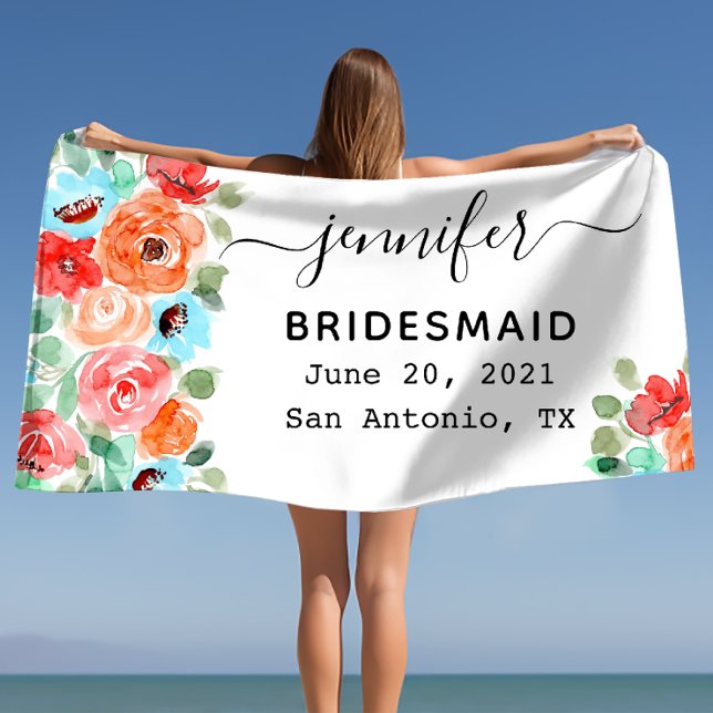Toalha De Praia Presente de Damas de Honra para Despedida de Solte (Bachelorette Party Bridesmaid Gift, Custom Beach Towel)