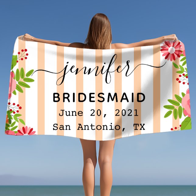 Toalha De Praia Presente de Festa de solteira de Sangue Vibrante (Vibrant Bloom Bachelorette Party Gift Beach Towel)