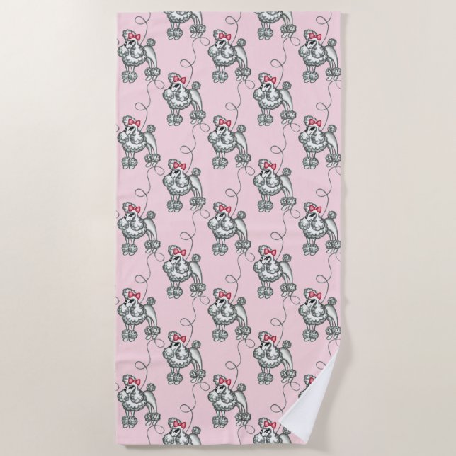 Toalha De Praia Presente de Vacinação da Piscina de praia de Poodl (Frente)