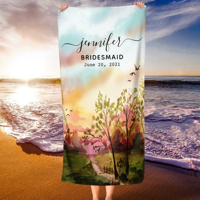 Toalha De Praia Presente para Dama de Honra - Nome Personalizado  (Bridesmaid Gift - Maid of Honor Personalized Name Beach Towel)
