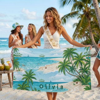 Toalha De Praia Presente Personalizado para Damas de Honra Oceano