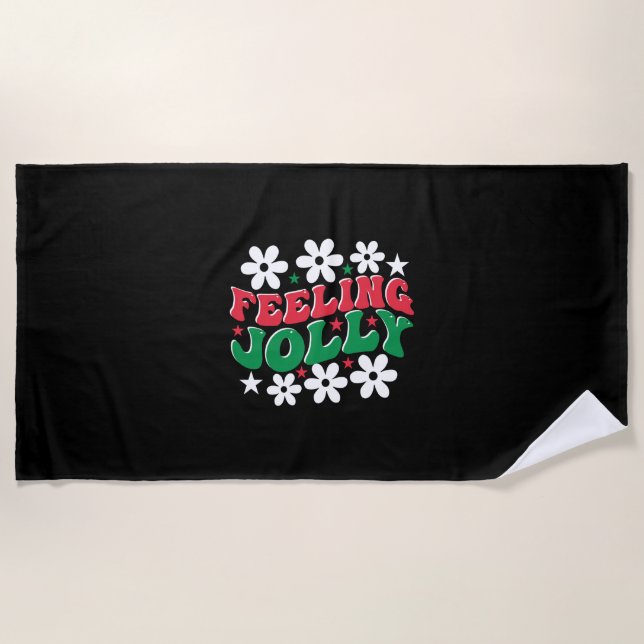 Toalha De Praia Presente Xmas Sentindo-se feliz (Frente)