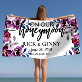 Toalha De Praia Presentes de Lua de Mel - Florais Personalizados