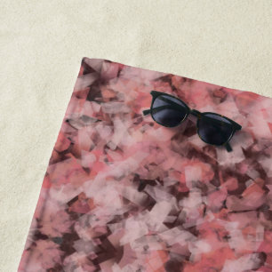 Toalha De Praia Preto Cinza Rosa Branco Geométrico Abstrato Modern