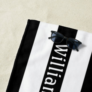 Toalha De Praia Preto e Branco | Bandas de Cabana Personalizadas