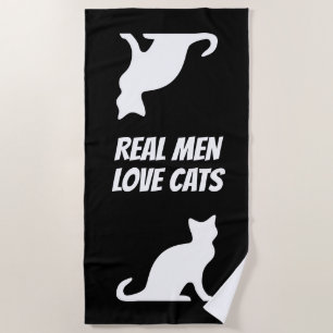 Toalha De Praia Preto e branco engraçado dos gatos reais do amor