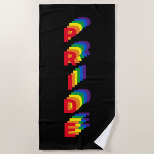 Toalha De Praia Pride lgbt lgbtq gay arco-íris preto