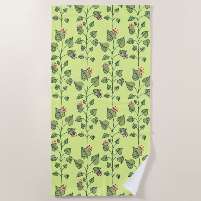 Toalha De Praia Primavera Plant Cuja natureza é verde (Frente)