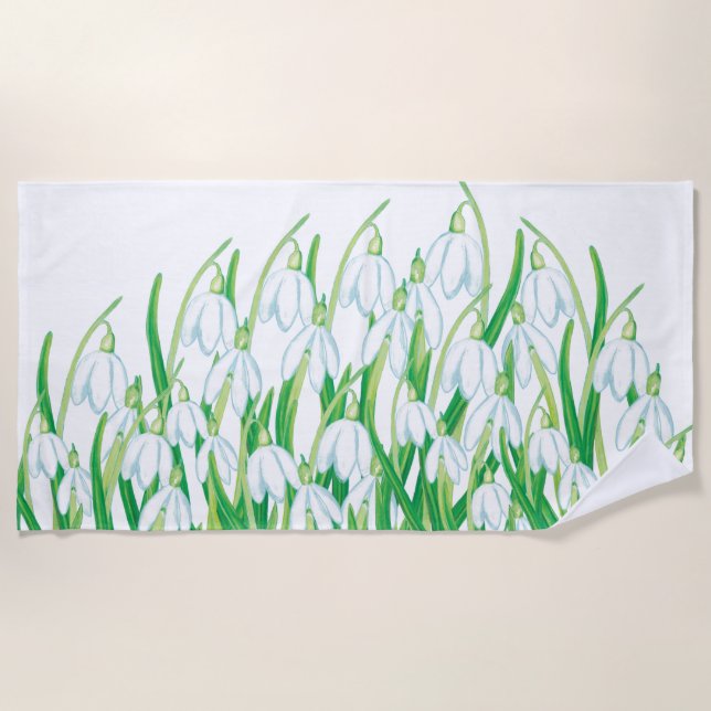 Toalha De Praia Primavera Snowdrops (Frente)
