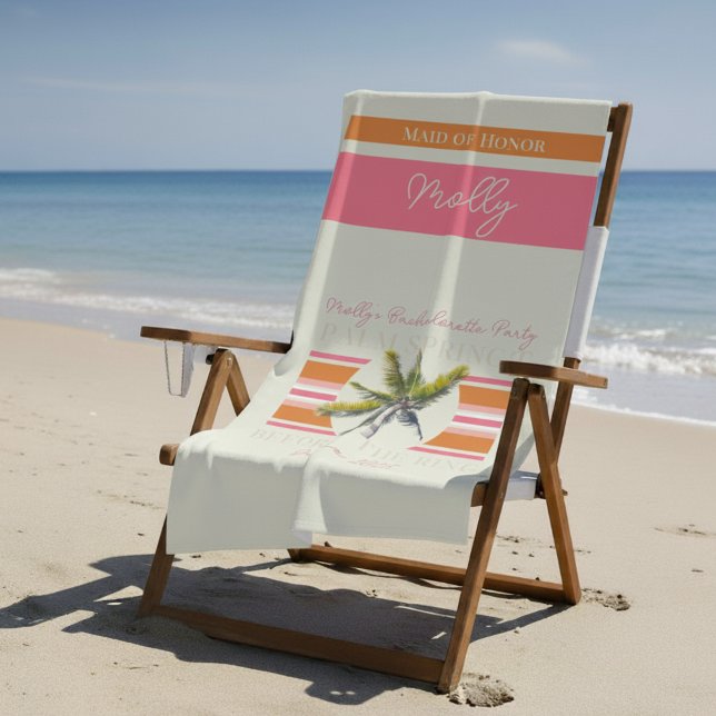 Toalha De Praia Primaveras da Palma Antes do Anel - Bachelorette R (Celebrate in sunny Palm Springs with this Before the Ring bachelorette design! )