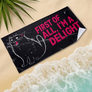 Toalha De Praia Primeiro De Tudo Sou Um Delight Gato Preto Rugindo