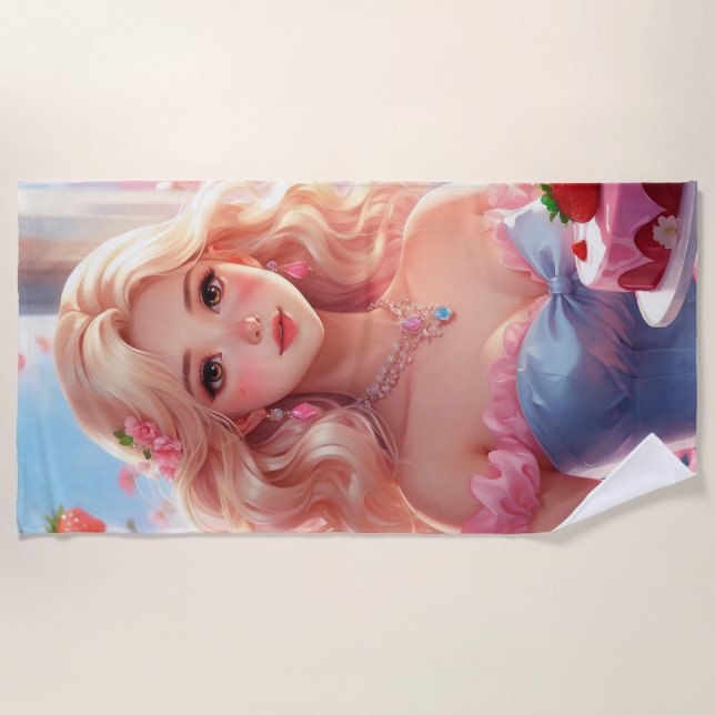 Toalha De Praia Princesa de aniversário (Frente)