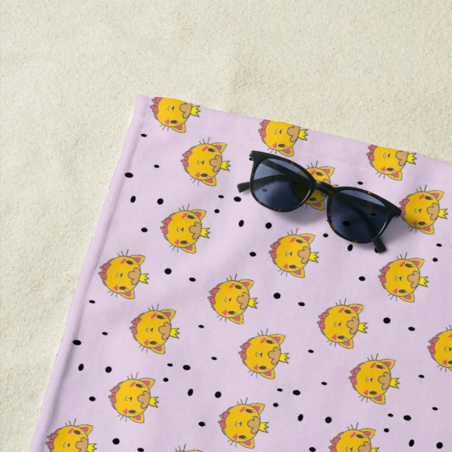 Toalha De Praia Princesa gatinha em roxo (In Situ)