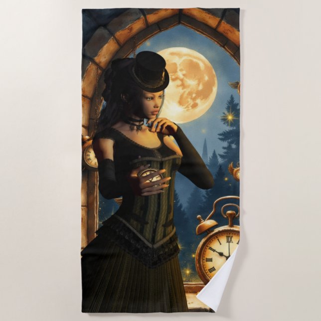 Toalha De Praia Princess of the Clocks – Keeper of Moonlit Hours.  (Frente)