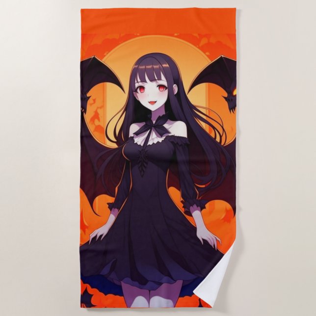 TOALHA DE PRAIA PRINCESS VAMPIRE OF BATS - GÓTICO (Frente)