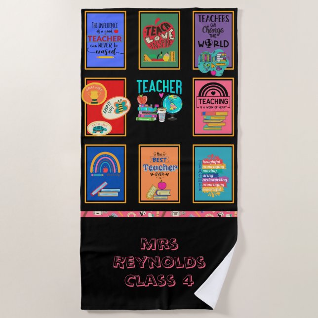 Toalha De Praia Professora Oferece Ofertas Citando Apreciação Engr (Frente)