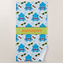 Toalha De Praia Profundamente nos tubarões do mar personalizados