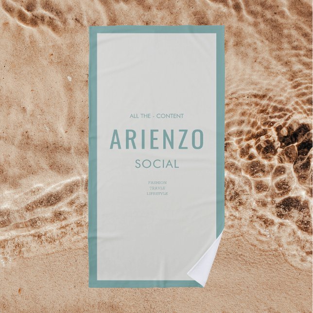 Toalha De Praia Promocional do Influenciador de Mídia Social Teal  (Criador carregado)