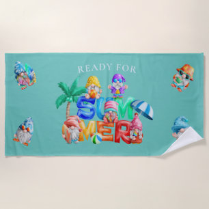 Toalha De Praia Prontos para a Aquarela dos Gnomos de Verão
