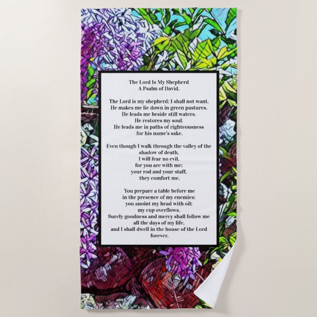Toalha De Praia Psalm 23 biblical quote (Frente)