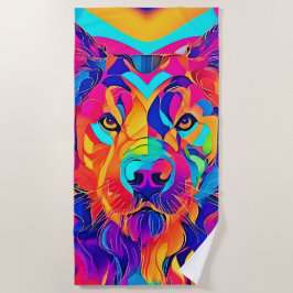 Toalha De Praia Psychedelic Wolf Majestade