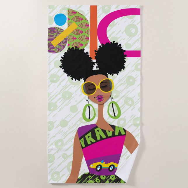 Toalha De Praia Puff Girl Colorful Beach Towel (Frente)