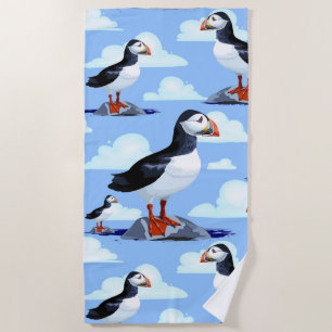 Toalha De Praia Puffin Cute Atlantic Seabird