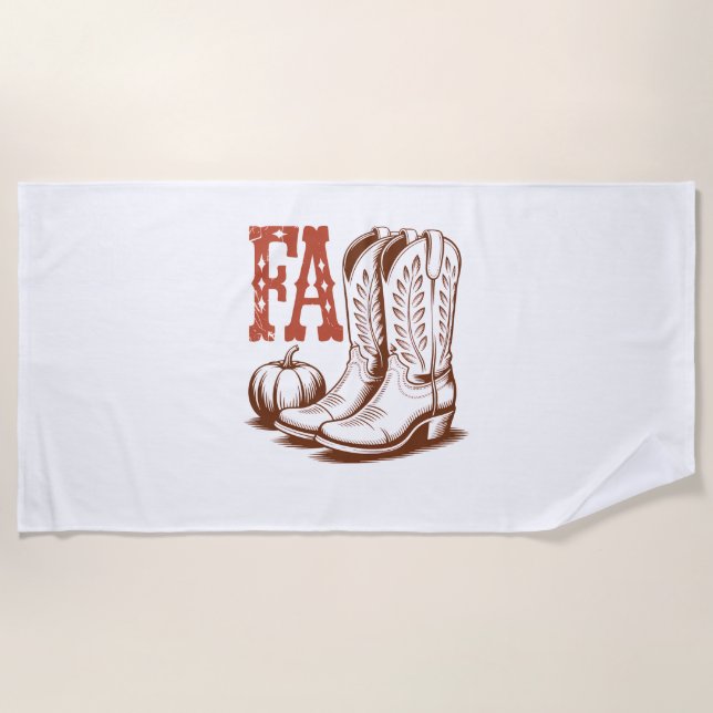 Toalha De Praia Pumpkin de Cowgirl do outono (Frente)