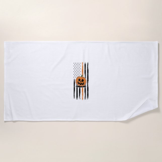 Toalha De Praia Pumpkin Head US Flag (Frente)