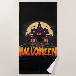 Toalha De Praia Pumpkin Scary House, Halloween