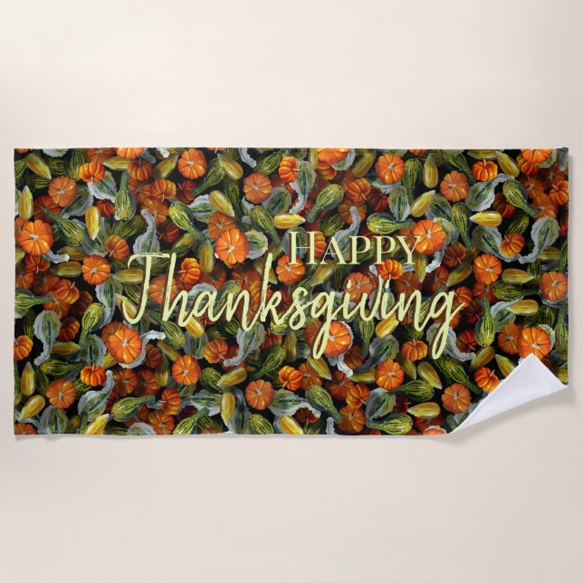 Toalha De Praia Pumpkin, Squash Autumn Harvest Beach Towel (Frente)