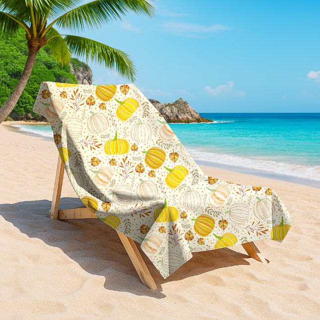 Toalha De Praia Pumpkins Autumn Fall Harvest Pattern (Criador carregado)