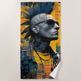 Toalha De Praia Punk Irokesenfrisur Mohawk Street Art