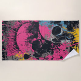 Toalha De Praia Punk Skull Graffiti Urban Street Art Illustration