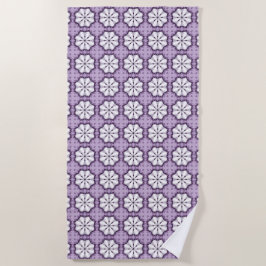 Toalha De Praia Purple and white floral patterned