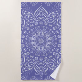 Toalha De Praia Purple Boho Mandala Elegante Moderno Personalizado