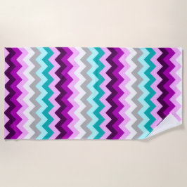 Toalha De Praia Purple White Teal Chevrons Beach Towel