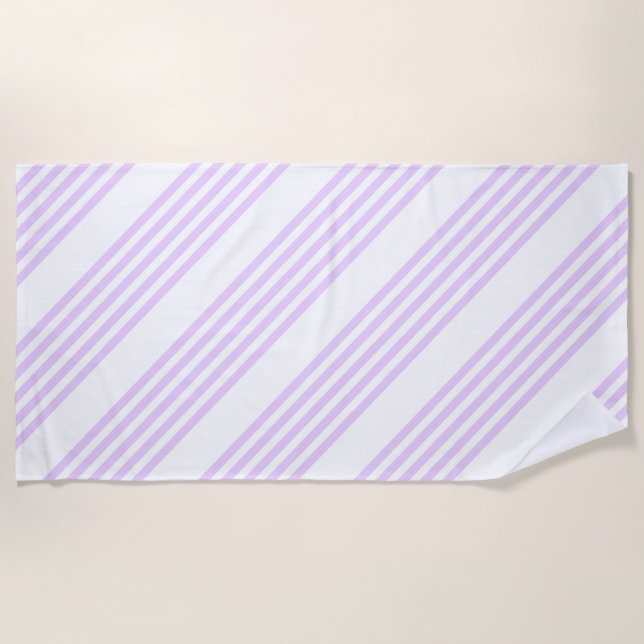 Toalha De Praia Púrpura Lilac e cinco faixas brancas (Frente)
