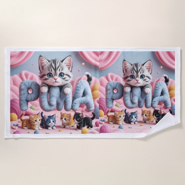 Toalha De Praia PURRMA Cute Kitten Beach Towel (Frente)
